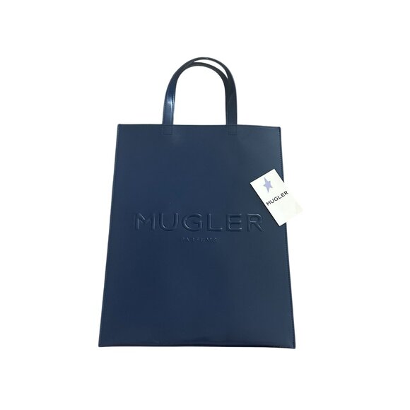 THIERRY MUGLER Blue Logo Signature Tote Bag NEW NWOT - Picture 4 of 9